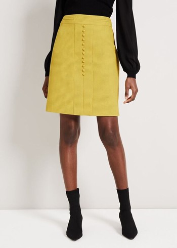 Phase Eight Skye Textured Skirts Mustard Australia | DK5680217